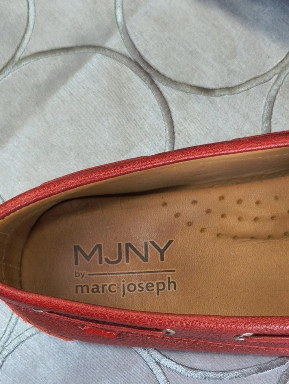 MJNY Marc 7003 Joseph Red All Leather Tie-Front Moccasin Loafer RG9 AB